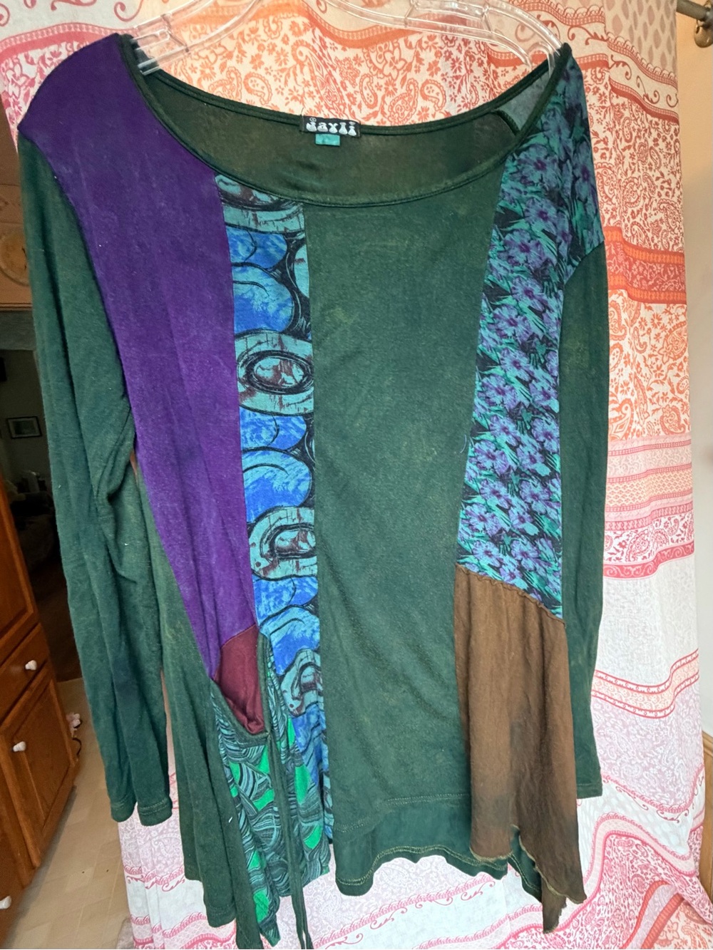 Jayli Boho Patchwork Long-Sleeve Top